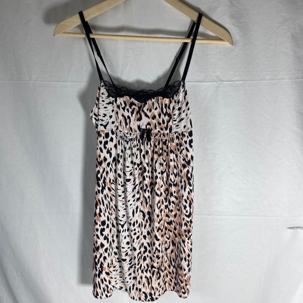 Betsey Johnson Intimates Leopard Print Square Neck Chemise Sz S